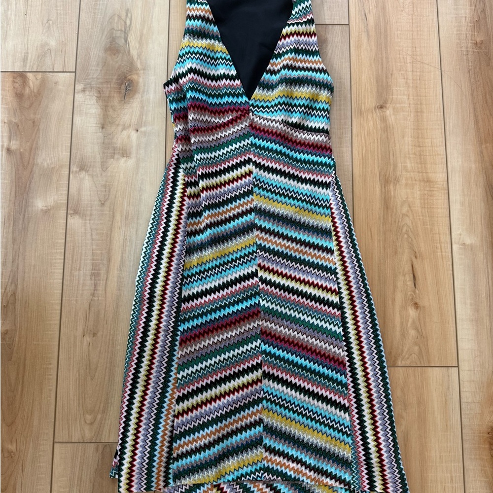 Missoni Multicolor Zigzag Knit Mini Dress - Black, Teal, Mustard, Maroon